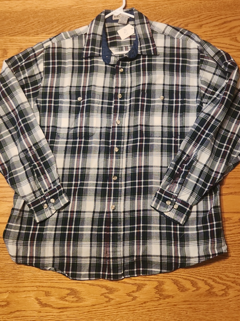 M67 Windridge Plaid Button-Up Navy, Red & White casual shirt- long sleeves